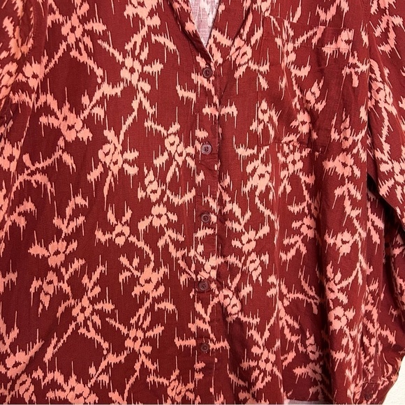 Knox Rose Long Sleeve Button-Down Shirt Red Patterned Collared Lyocell Size XXL - Picture 6 of 9